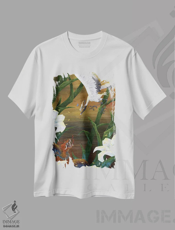 تیشرت سفید طرح دار – تیشرت هنری ,درنای درستکار اثر مارتین هسو immage.ir