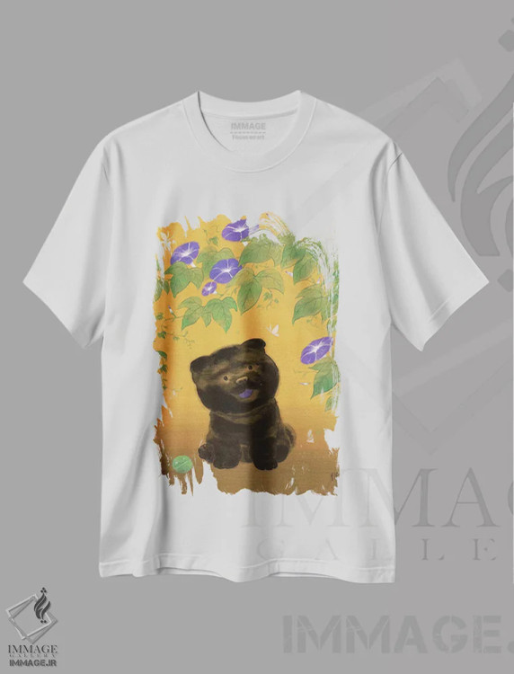 تیشرت سفید طرح دار – تیشرت حیوانات ,سگ چو و پیچک صبحگاهی اثر مارتین هسو immage.ir