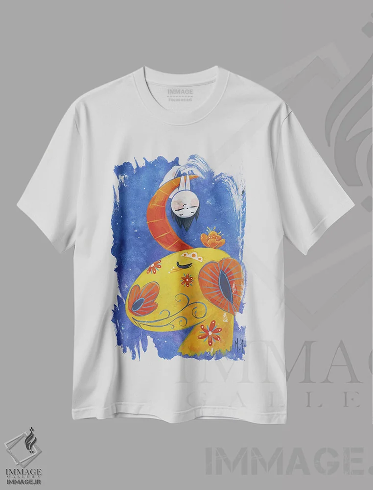 تیشرت سفید طرح دار – تیشرت فانتزی ,اسب شاخدار اثر مارتین هسو فروشگاه ایماژ