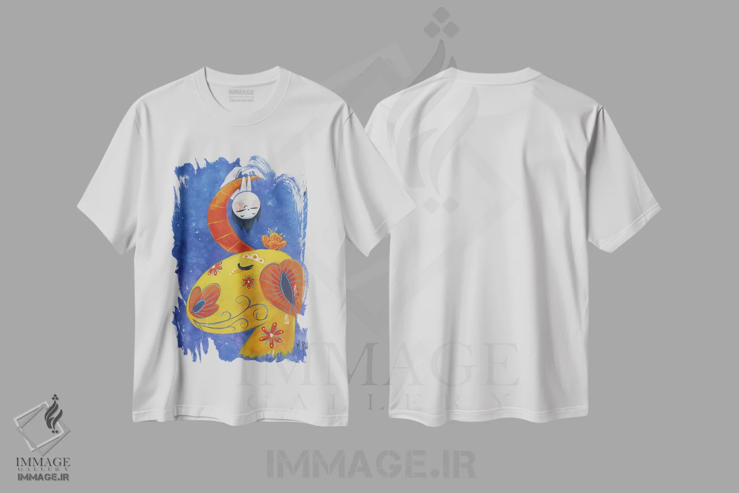 تیشرت سفید طرح دار – تیشرت فانتزی ,اسب شاخدار اثر مارتین هسو فروشگاه ایماژ
