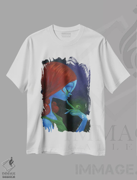 تیشرت سفید طرح دار – تیشرت هنری ,زن افسونگر اثر مارتین هسو immage.ir