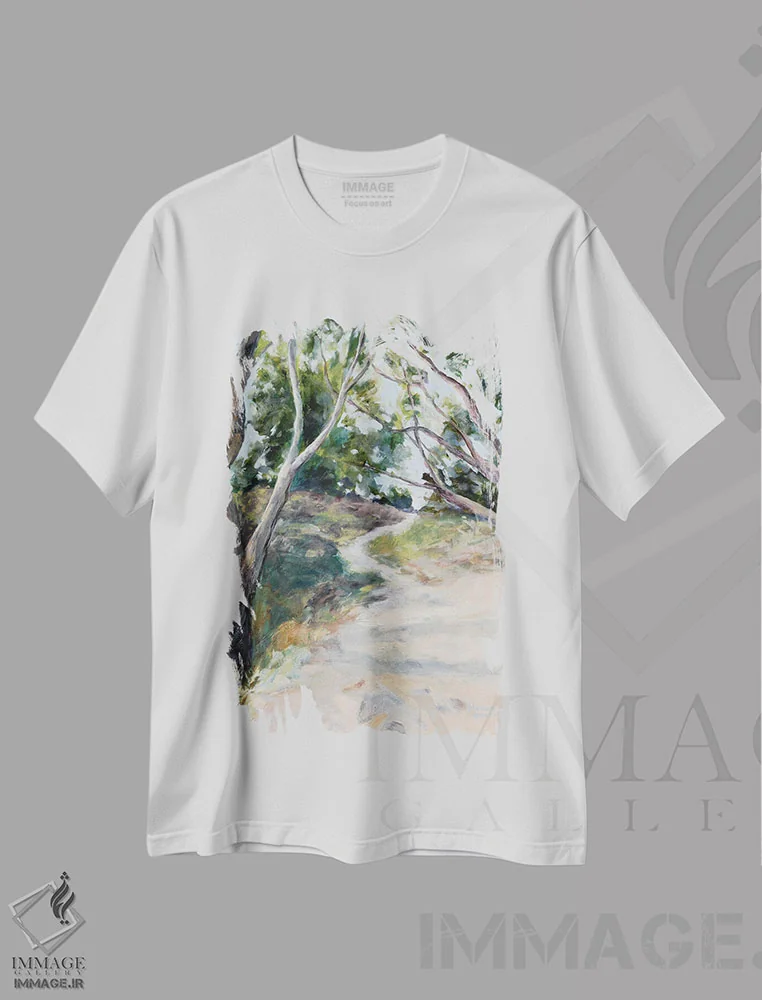 تیشرت سفید طرح دار – تیشرت ساحلی ,مسیر ساحلی اثر مردیت هاوس فروشگاه ایماژ