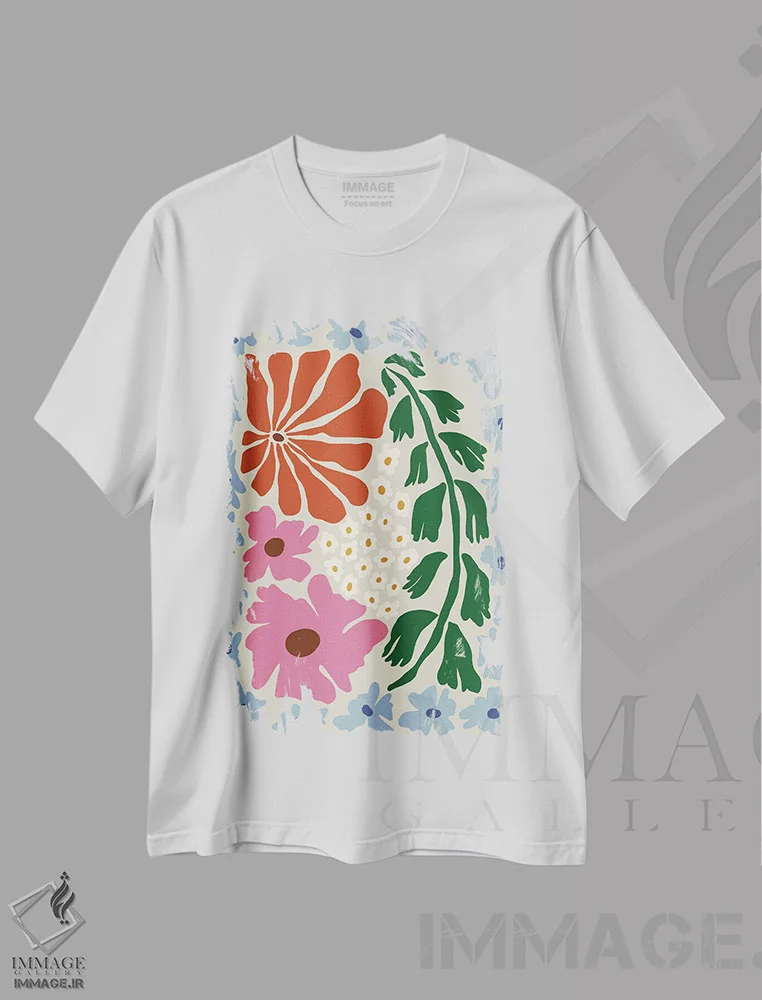 تیشرت سفید طرح دار – تیشرت طبیعت ,"گم شده در طبیعت" اثر استودیو هنری میهو immage.ir