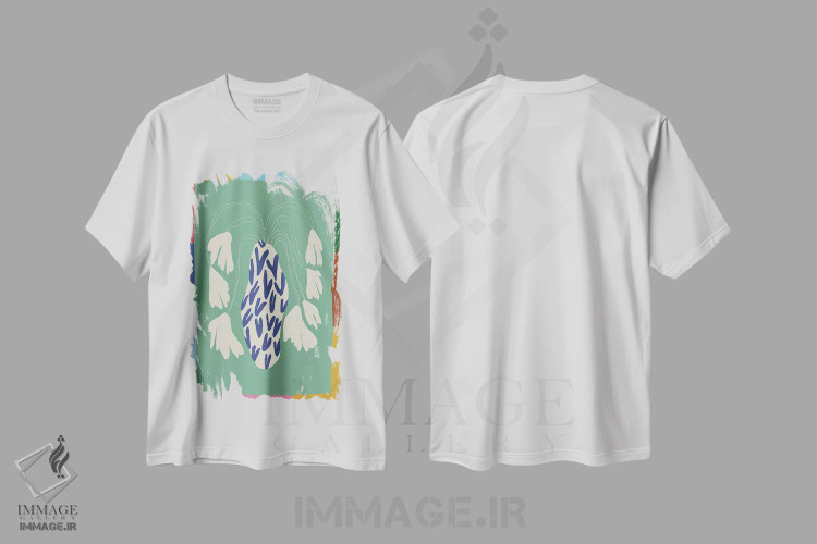تیشرت سفید طرح دار – تیشرت طبیعت ,"رنگ های رترو در طبیعت" اثر استودیو هنری میهو immage.ir