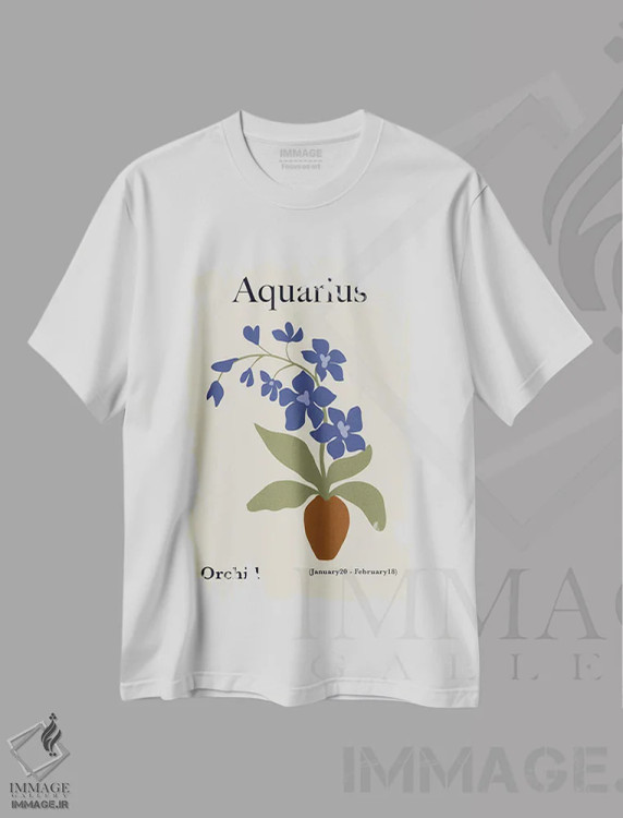 تیشرت سفید طرح دار – تیشرت هنری ,"ارکیده دلو" اثر استودیو هنری میهو فروشگاه ایماژ