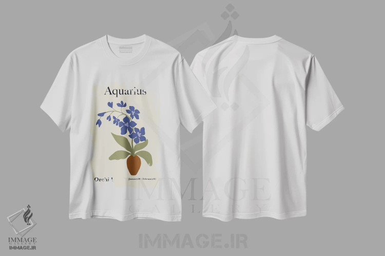 تیشرت سفید طرح دار – تیشرت هنری ,"ارکیده دلو" اثر استودیو هنری میهو فروشگاه ایماژ