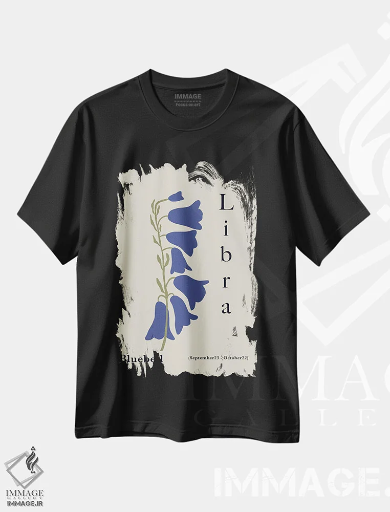 تیشرت مشکی طرح دار – تیشرت هنری ,"بلبل میزان" اثر استودیو هنری میهو immage.ir