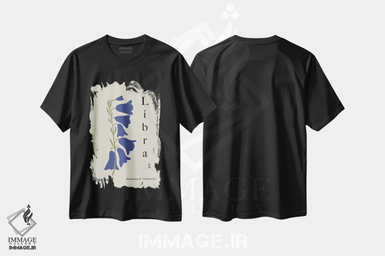تیشرت مشکی طرح دار – تیشرت هنری ,"بلبل میزان" اثر استودیو هنری میهو immage.ir