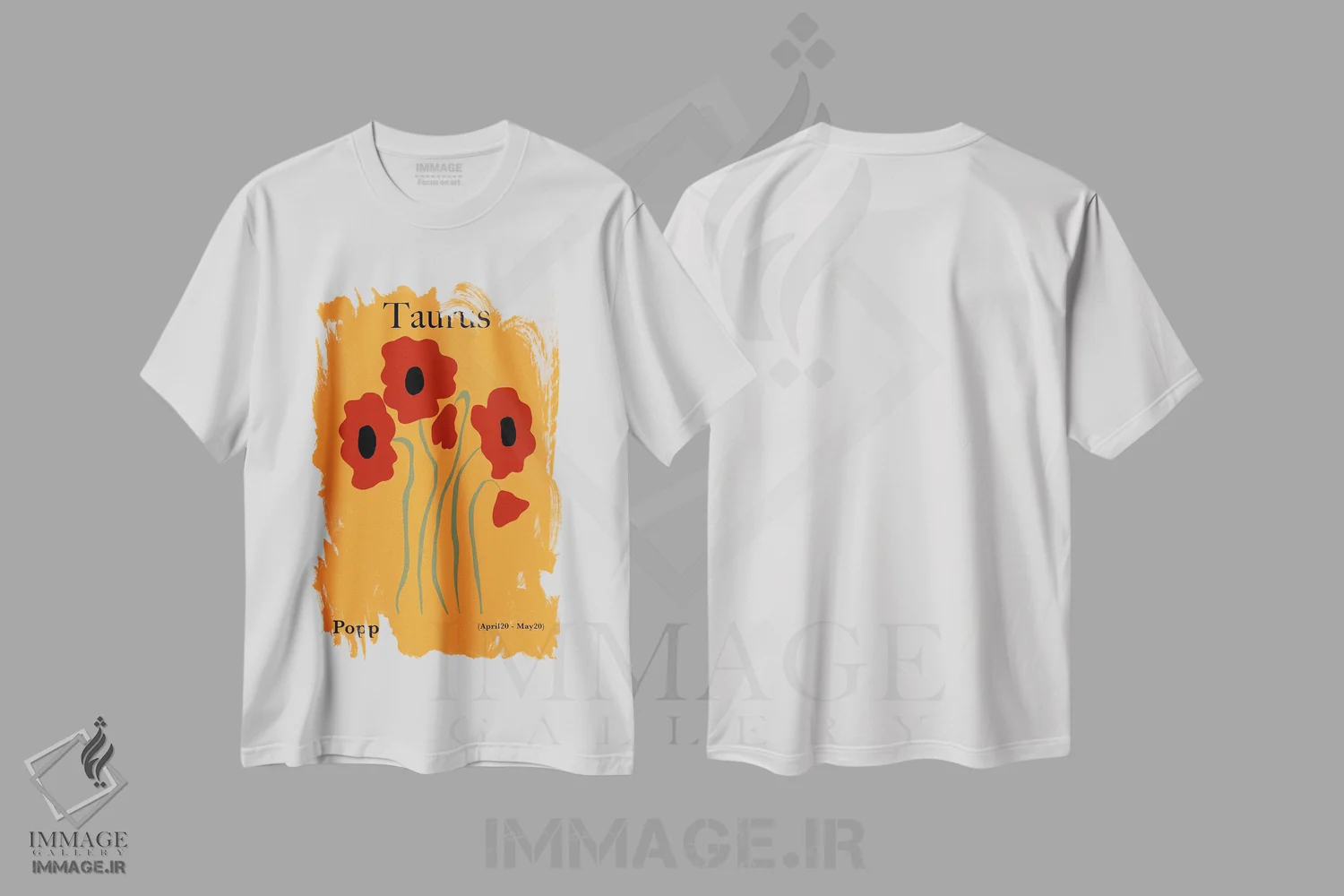 تیشرت سفید طرح دار – تیشرت زودیاک ,"خشخاش ثور" اثر استودیو هنری میهو فروشگاه ایماژ