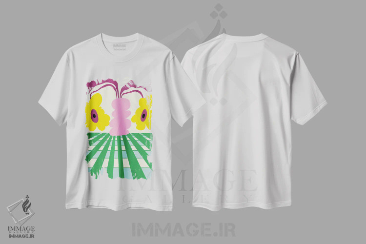 تیشرت سفید طرح دار – تیشرت هنری گیاهی ,"منشور سفالگری" اثر استودیو هنری میهو فروشگاه ایماژ