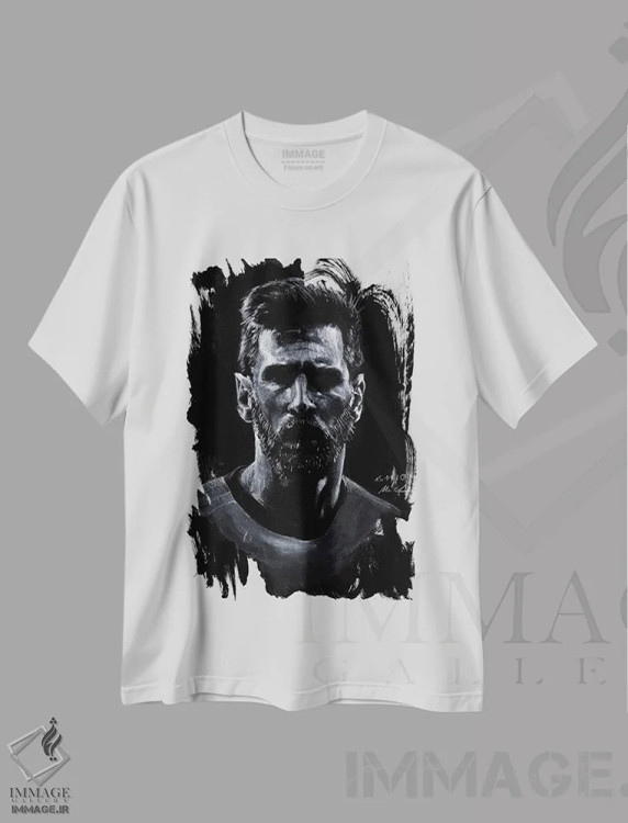 تیشرت سفید طرح دار – تیشرت ورزشی ,"لئو مسی" اثر مارک لمان immage.ir