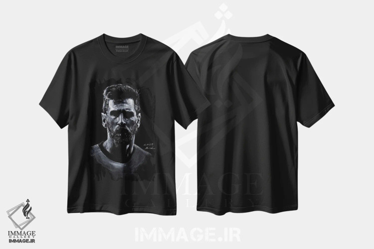 تیشرت مشکی طرح دار – تیشرت ورزشی ,"لئو مسی" اثر مارک لمان فروشگاه ایماژ