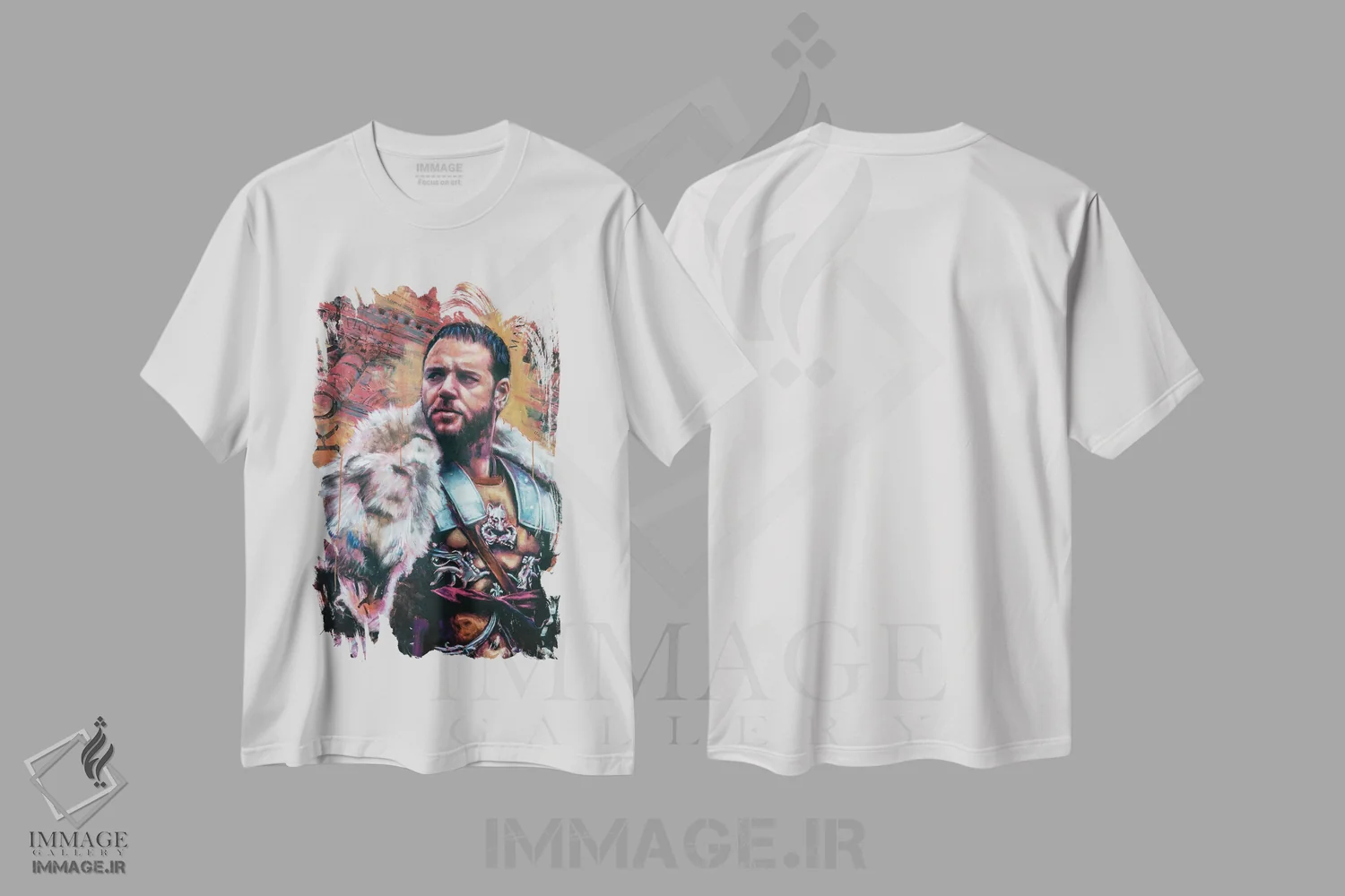 تیشرت سفید طرح دار – تیشرت سینمایی ,"گلادیاتور" اثر مارک لمان فروشگاه ایماژ