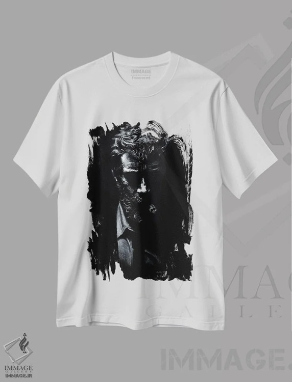 تیشرت سفید طرح دار – تیشرت هنری ,"هیوجکمن" اثر مارک لمان immage.ir