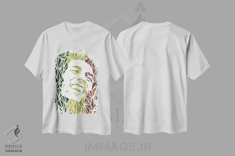 تیشرت سفید طرح دار – تیشرت موسیقی ,"باب مارلی" اثر کریستین میلئو immage.ir