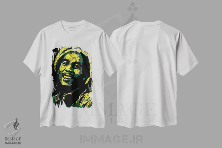 تیشرت سفید طرح دار – تیشرت موسیقی ,"مارلی" اثر کریستین میلئو فروشگاه ایماژ