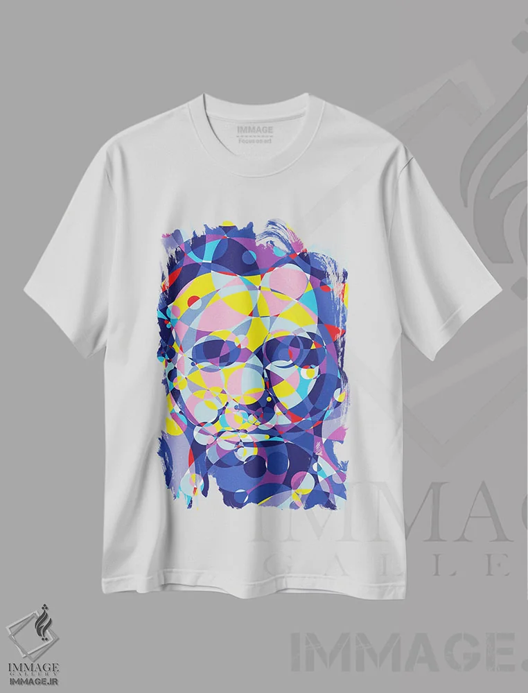 تیشرت سفید طرح دار – تیشرت پرتره ,"حلقه های متحد آبراهام لینکلن" اثر کریستین میلئو فروشگاه ایماژ