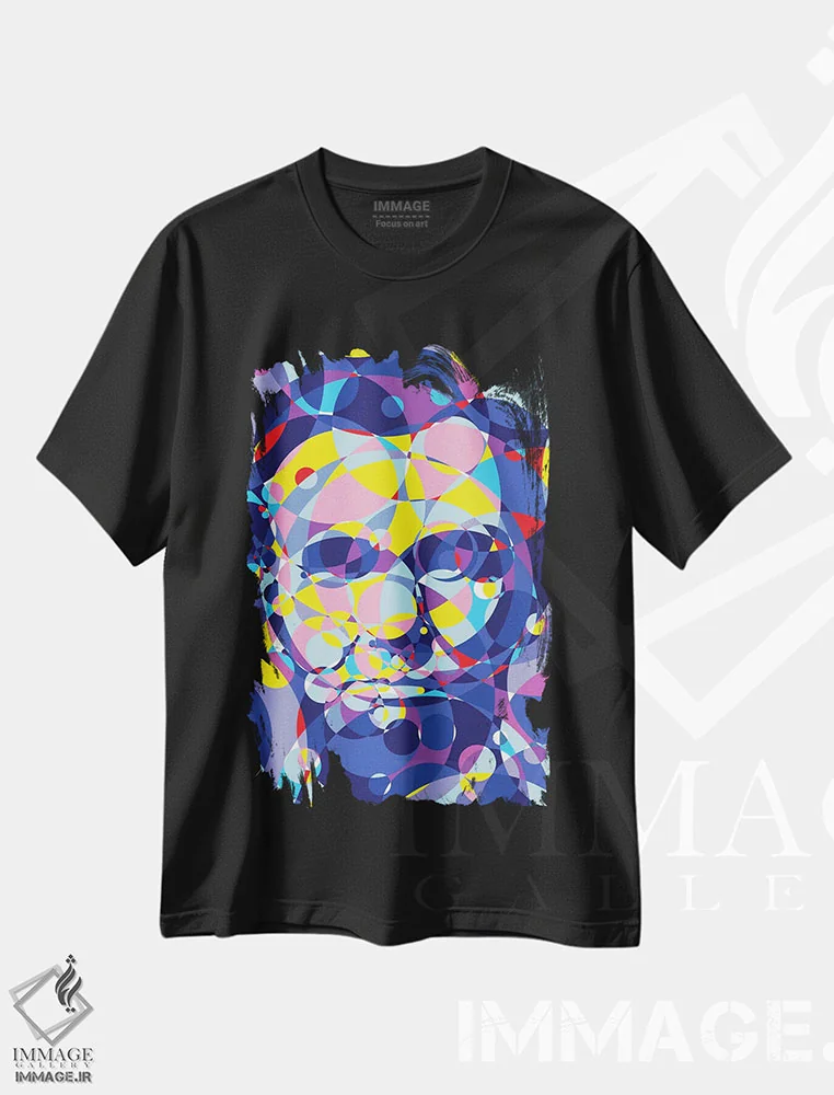 تیشرت مشکی طرح دار – تیشرت پرتره ,"حلقه های متحد آبراهام لینکلن" اثر کریستین میلئو immage.ir