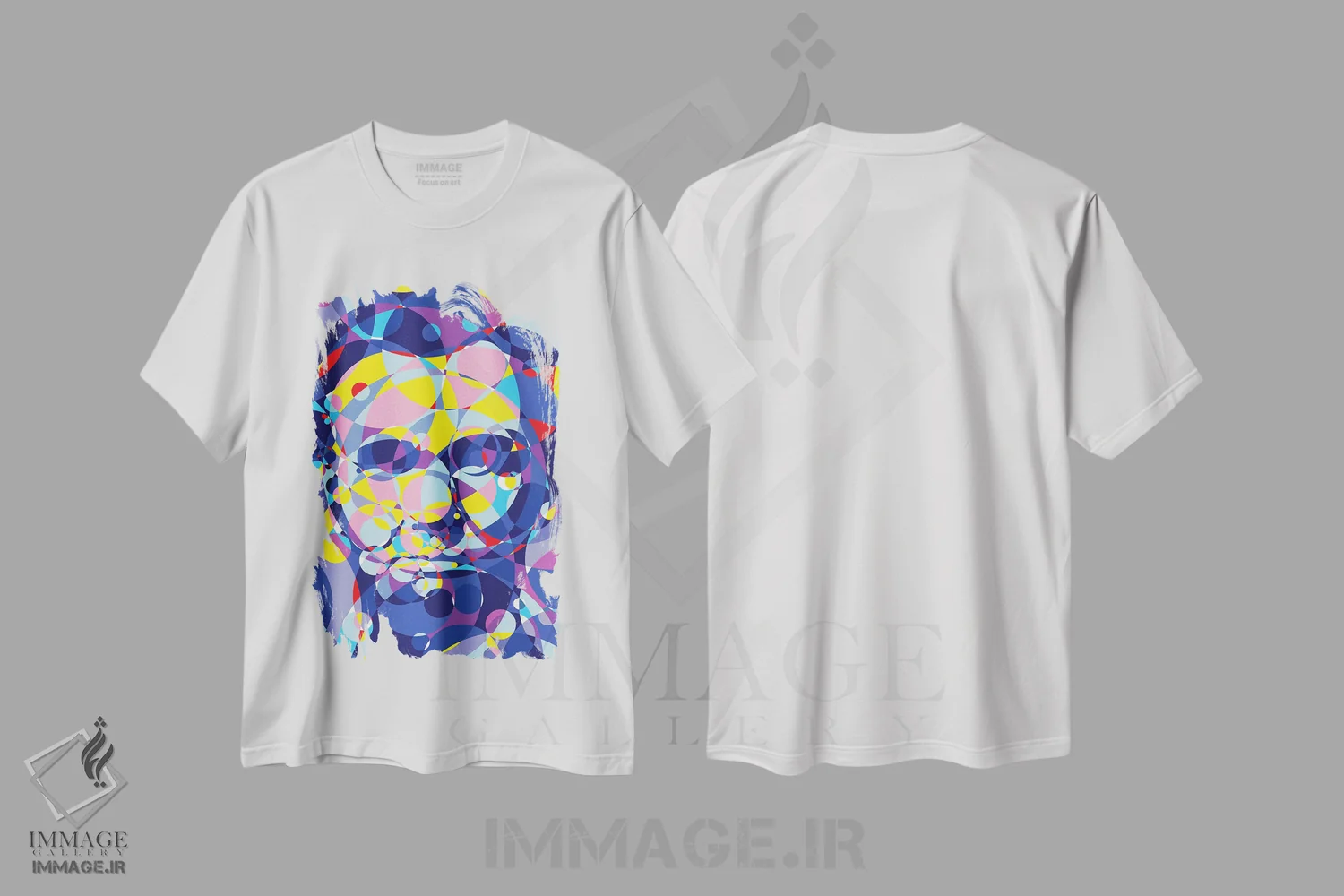 تیشرت سفید طرح دار – تیشرت پرتره ,"حلقه های متحد آبراهام لینکلن" اثر کریستین میلئو فروشگاه ایماژ