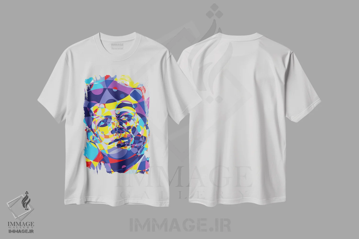 تیشرت سفید طرح دار – تیشرت پرتره ,"حلقه های متحد جان اف کندی" اثر کریستین میلئو immage.ir