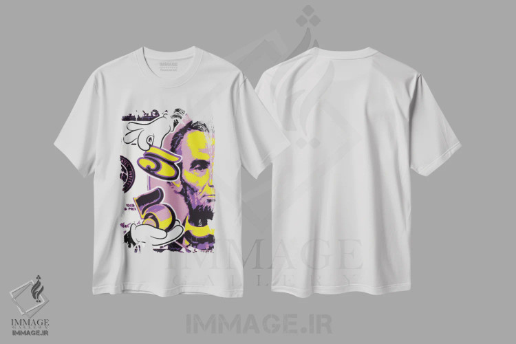 تیشرت سفید طرح دار – تیشرت هنر دیجیتال ,"نقاط رستر آبراهام " اثر کریستین میلئو فروشگاه ایماژ
