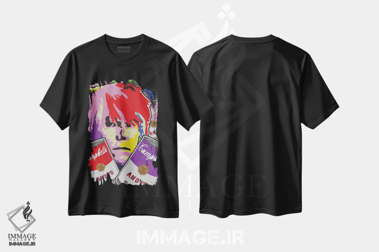 تیشرت مشکی طرح دار – تیشرت پاپ آرت ,"قوطی سوپ اندی" اثر کریستین میلئو فروشگاه ایماژ