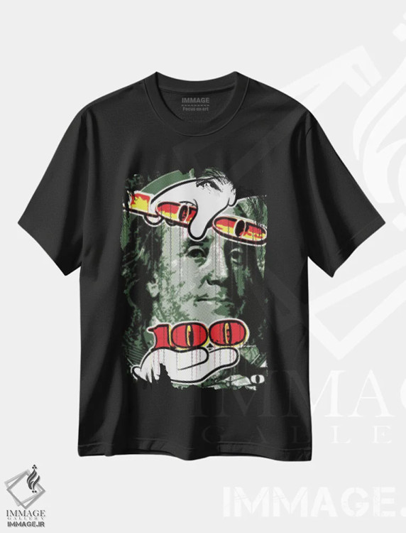 تیشرت مشکی طرح دار – تیشرت هنری ,"نقاط رستر بنجامین " اثر کریستین میلئو immage.ir
