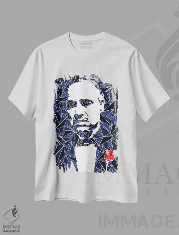 تیشرت سفید طرح دار – تیشرت سینمایی ,"دان ویتو کورلئونه " اثر کریستین میلئو فروشگاه ایماژ