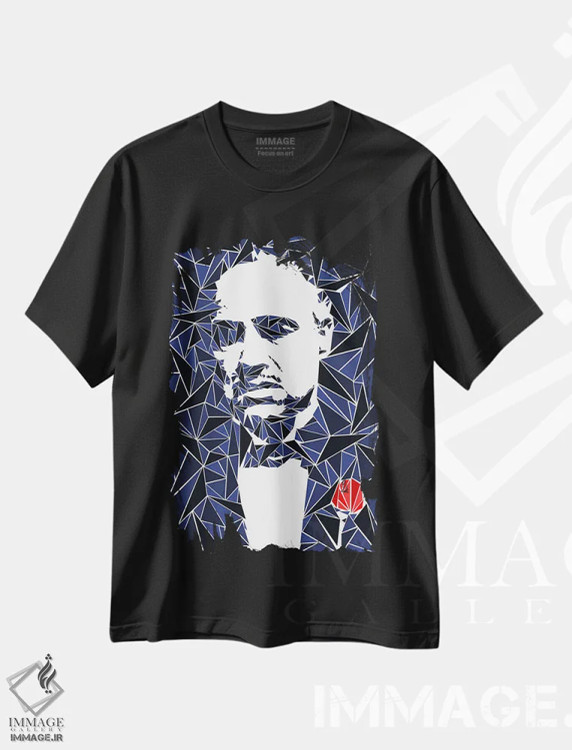 تیشرت مشکی طرح دار – تیشرت سینمایی ,"دان ویتو کورلئونه " اثر کریستین میلئو immage.ir