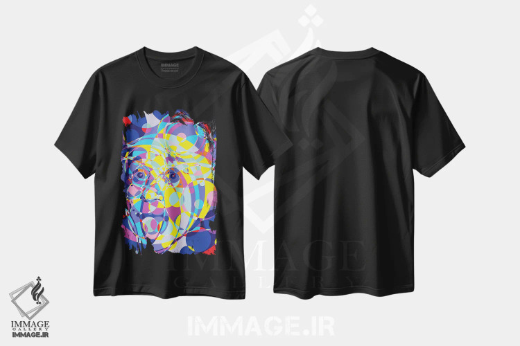 تیشرت مشکی طرح دار – تیشرت هنری ,"حلقه های متحد آلبرت" اثر کریستین میلئو فروشگاه ایماژ
