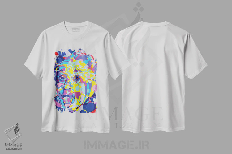 تیشرت سفید طرح دار – تیشرت هنری ,"حلقه های متحد آلبرت" اثر کریستین میلئو immage.ir
