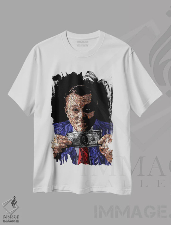 تیشرت سفید طرح دار – تیشرت سینمایی ,گورو جعلی وال استریت اثر کریستین میلئو immage.ir