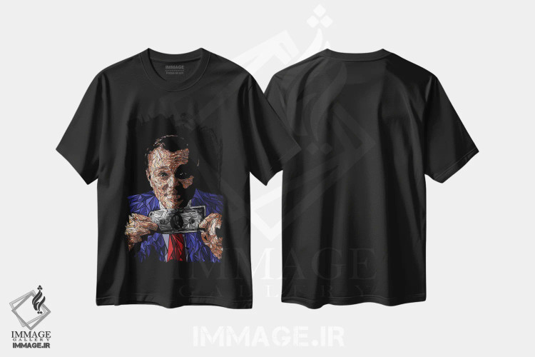 تیشرت مشکی طرح دار – تیشرت سینمایی ,گورو جعلی وال استریت اثر کریستین میلئو فروشگاه ایماژ