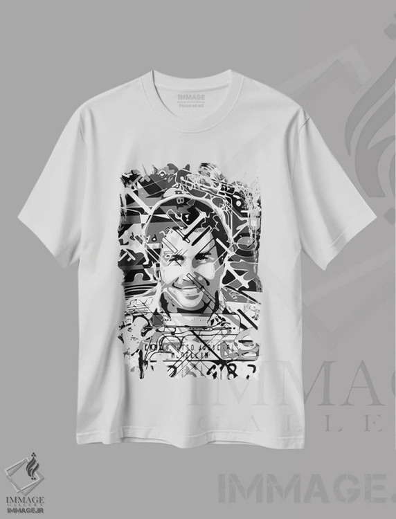 تیشرت سفید طرح دار – تیشرت هنری سیاه و سفید ,دون پابلو اثر کریستین میلئو فروشگاه ایماژ