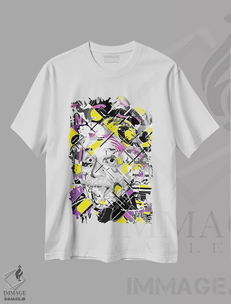 تیشرت سفید طرح دار – تیشرت علمی ,آلبرت انیشتین اثر کریستین میلئو فروشگاه ایماژ