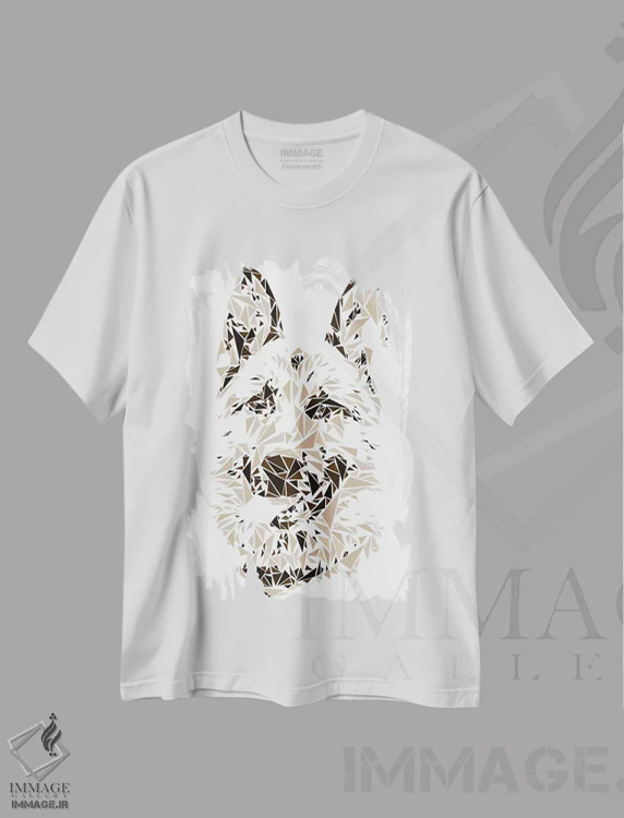 تیشرت سفید طرح دار – تیشرت حیوانات ,سگ گله آلمانی اثر کریستین میلئو immage.ir