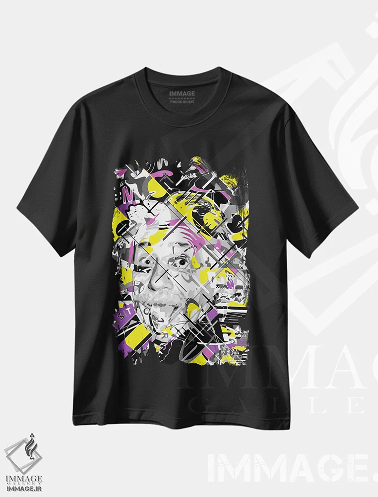 تیشرت مشکی طرح دار – تیشرت علمی ,آلبرت انیشتین اثر کریستین میلئو immage.ir