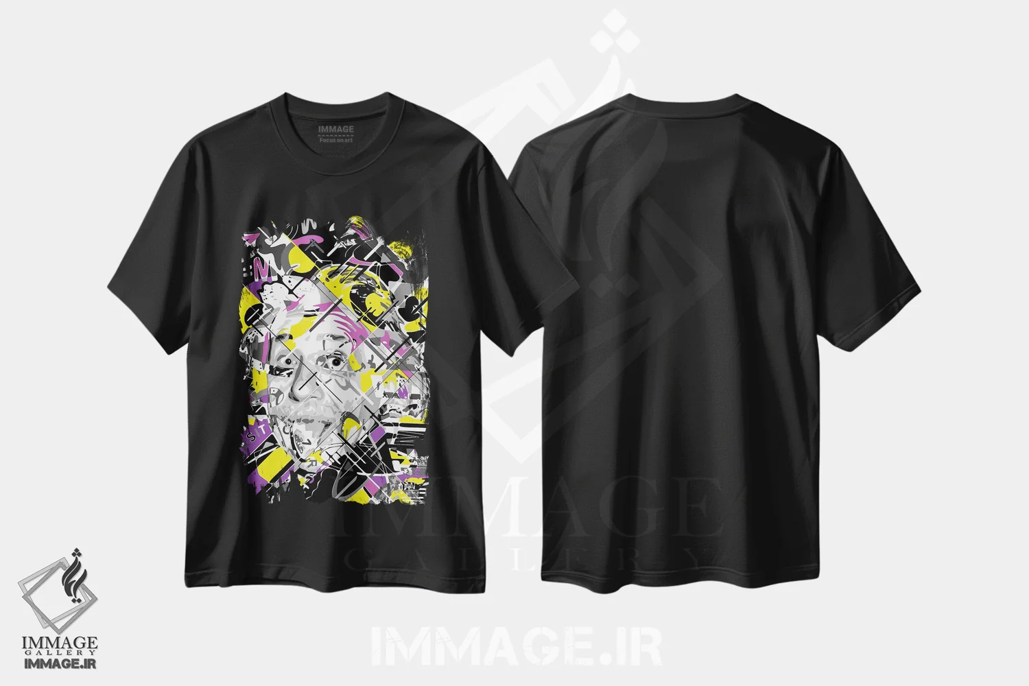 تیشرت مشکی طرح دار – تیشرت علمی ,آلبرت انیشتین اثر کریستین میلئو immage.ir