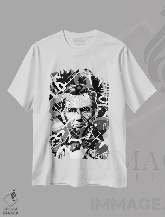 تیشرت سفید طرح دار – تیشرت تاریخی ,آبراهام لینکلن اثر کریستین میلئو immage.ir