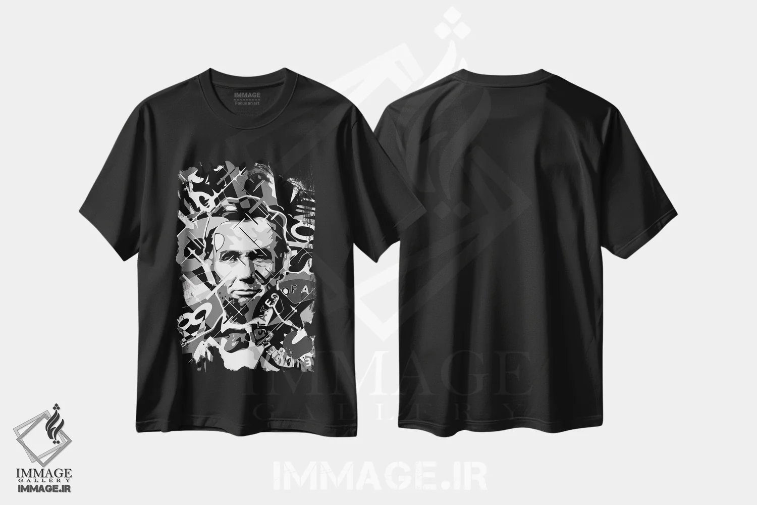 تیشرت مشکی طرح دار – تیشرت تاریخی ,آبراهام لینکلن اثر کریستین میلئو فروشگاه ایماژ