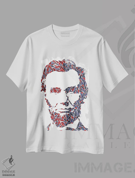 تیشرت سفید طرح دار – تیشرت هنری ,آبراهام لینکلن اثر کریستین میلئو immage.ir