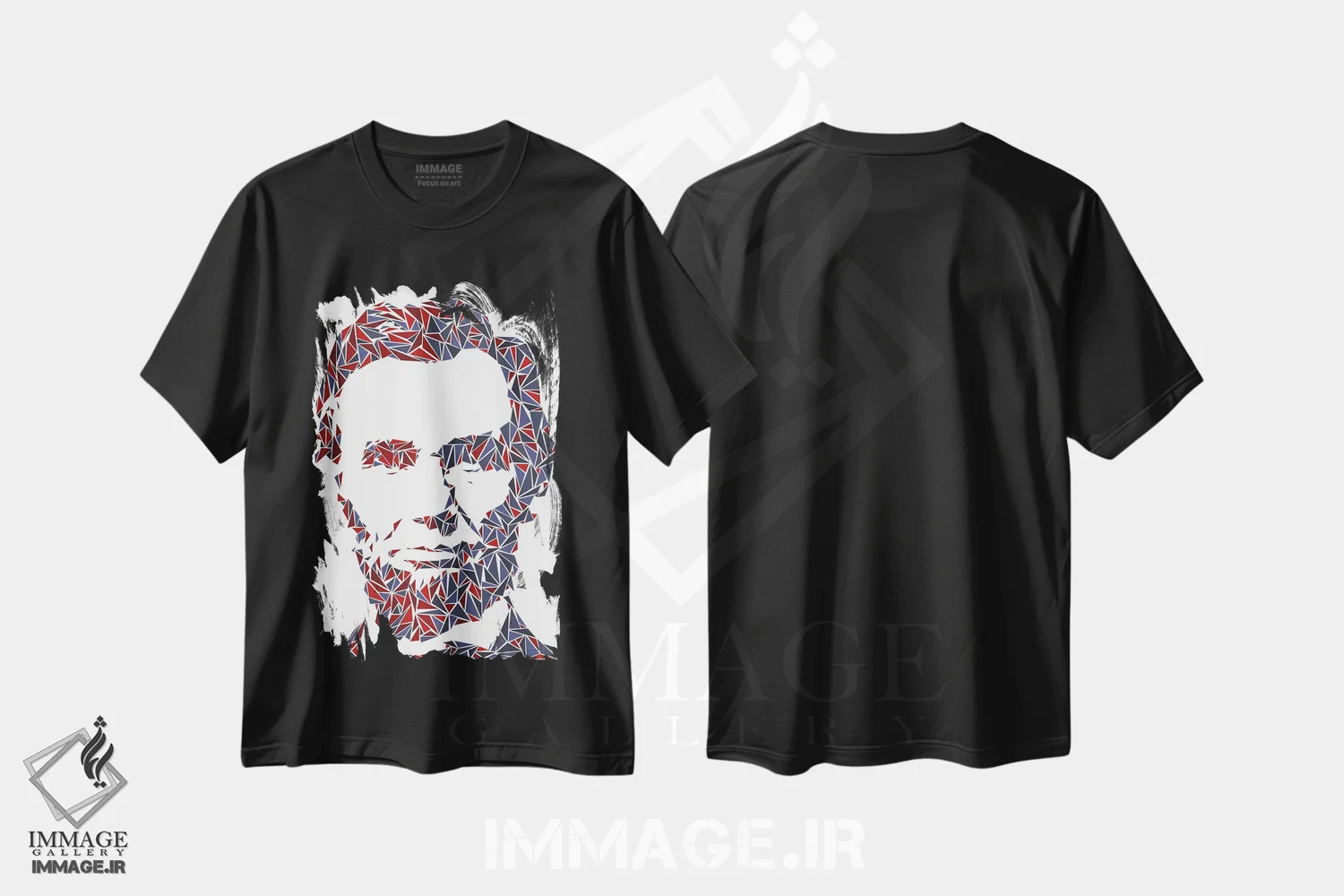 تیشرت مشکی طرح دار – تیشرت هنری ,آبراهام لینکلن اثر کریستین میلئو فروشگاه ایماژ