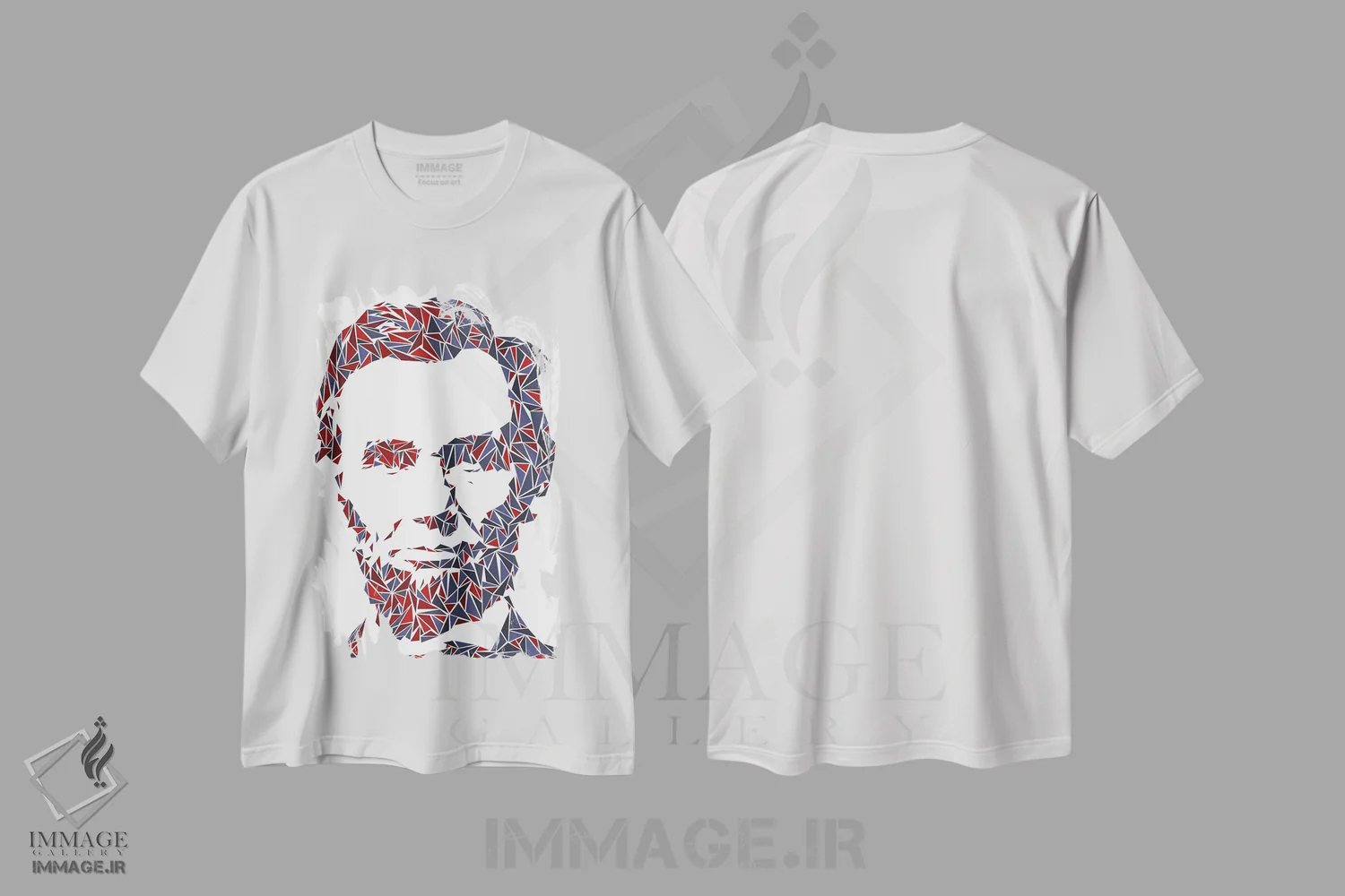 تیشرت سفید طرح دار – تیشرت هنری ,آبراهام لینکلن اثر کریستین میلئو immage.ir