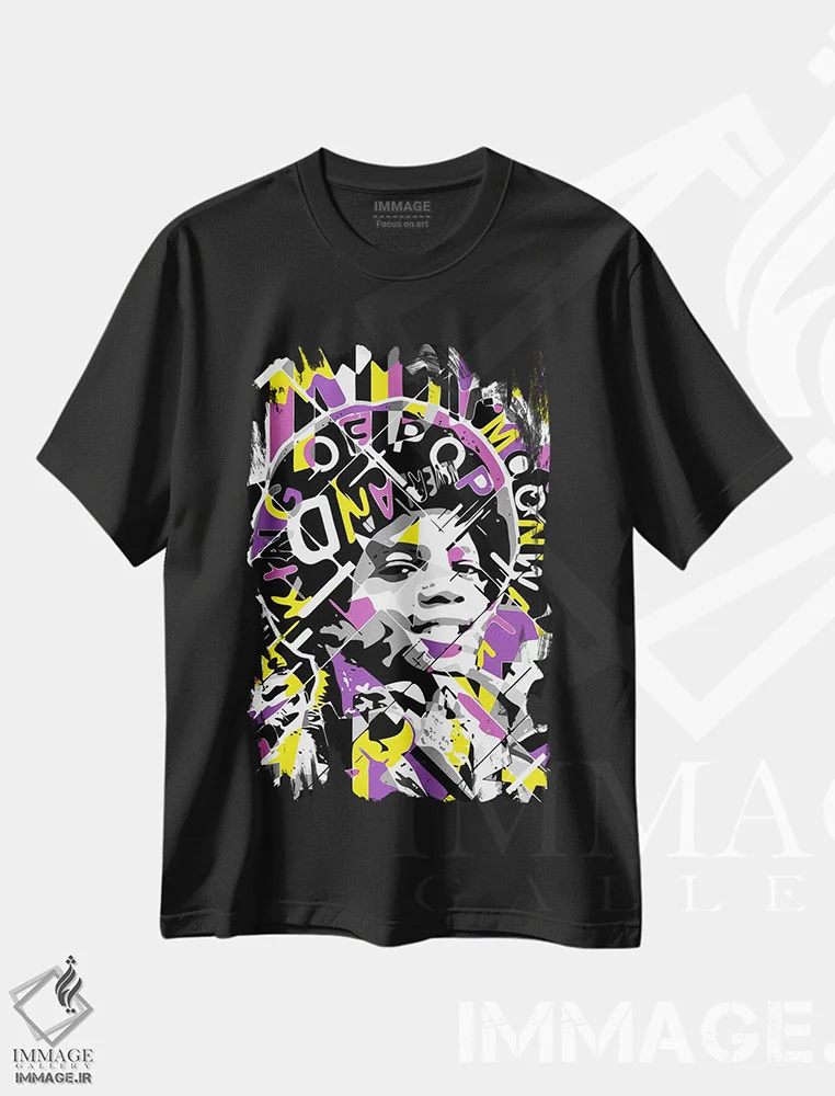 تیشرت مشکی طرح دار – تیشرت موسیقی ,مایکل کید اثر کریستین میلئو immage.ir
