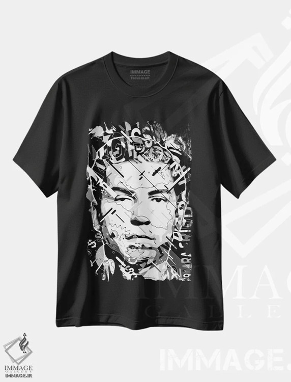 تیشرت مشکی طرح دار – تیشرت گرافیکی ,چارلز لاکی لوسیانو اثر کریستین میلئو فروشگاه ایماژ