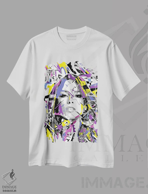 تیشرت سفید طرح دار – تیشرت موسیقی ,آلیشا کیز اثر کریستین میلئو فروشگاه ایماژ