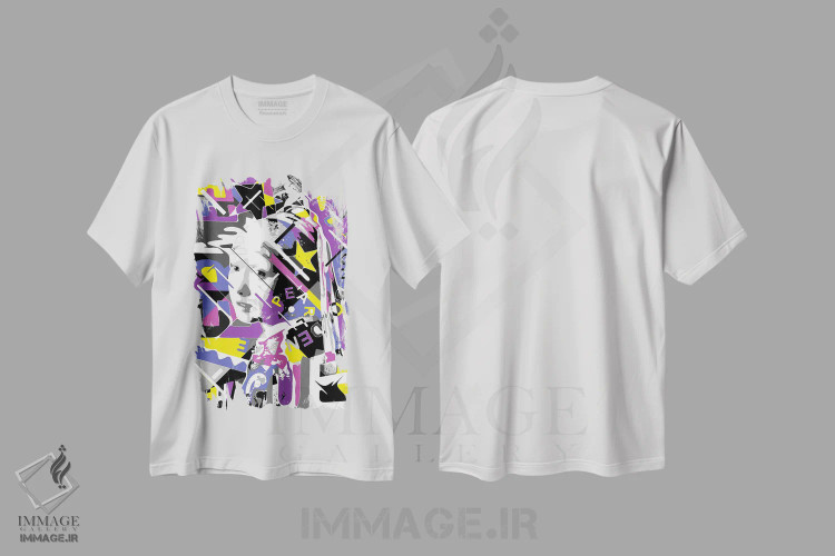 تیشرت سفید طرح دار – تیشرت هنری ,گوشواره مروارید اثر کریستین میلئو immage.ir