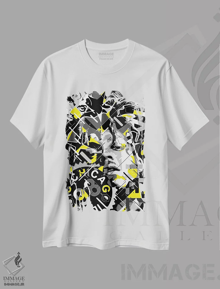 تیشرت سفید طرح دار – تیشرت موسیقی ,جویس ورلد اثر کریستین میلئو immage.ir