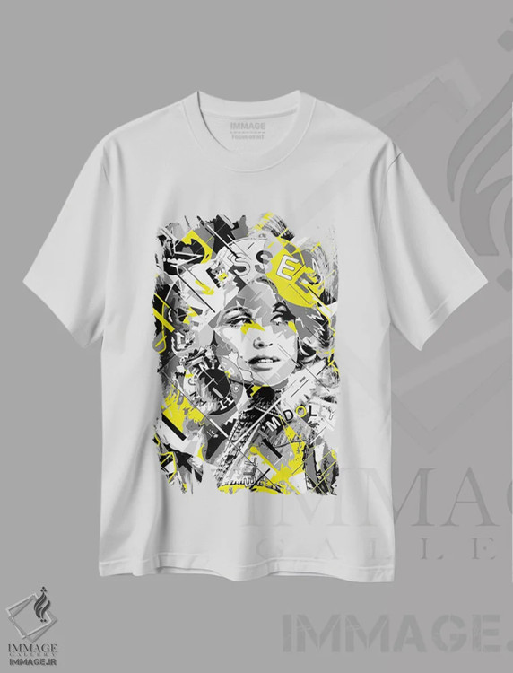 تیشرت سفید طرح دار – تیشرت موسیقی کانتری ,دالی پارتون اثر کریستین میلئو immage.ir
