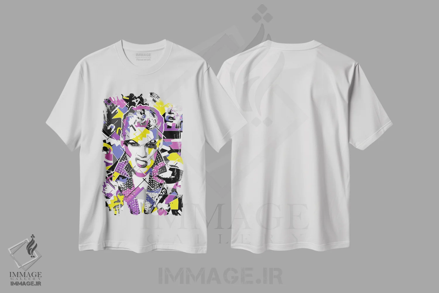تیشرت سفید طرح دار – تیشرت پاپ موزیک ,پینک اثر کریستین میلئو فروشگاه ایماژ